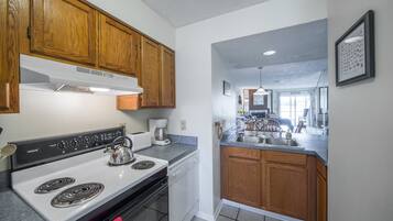 Lemari es, microwave, oven, dan kompor