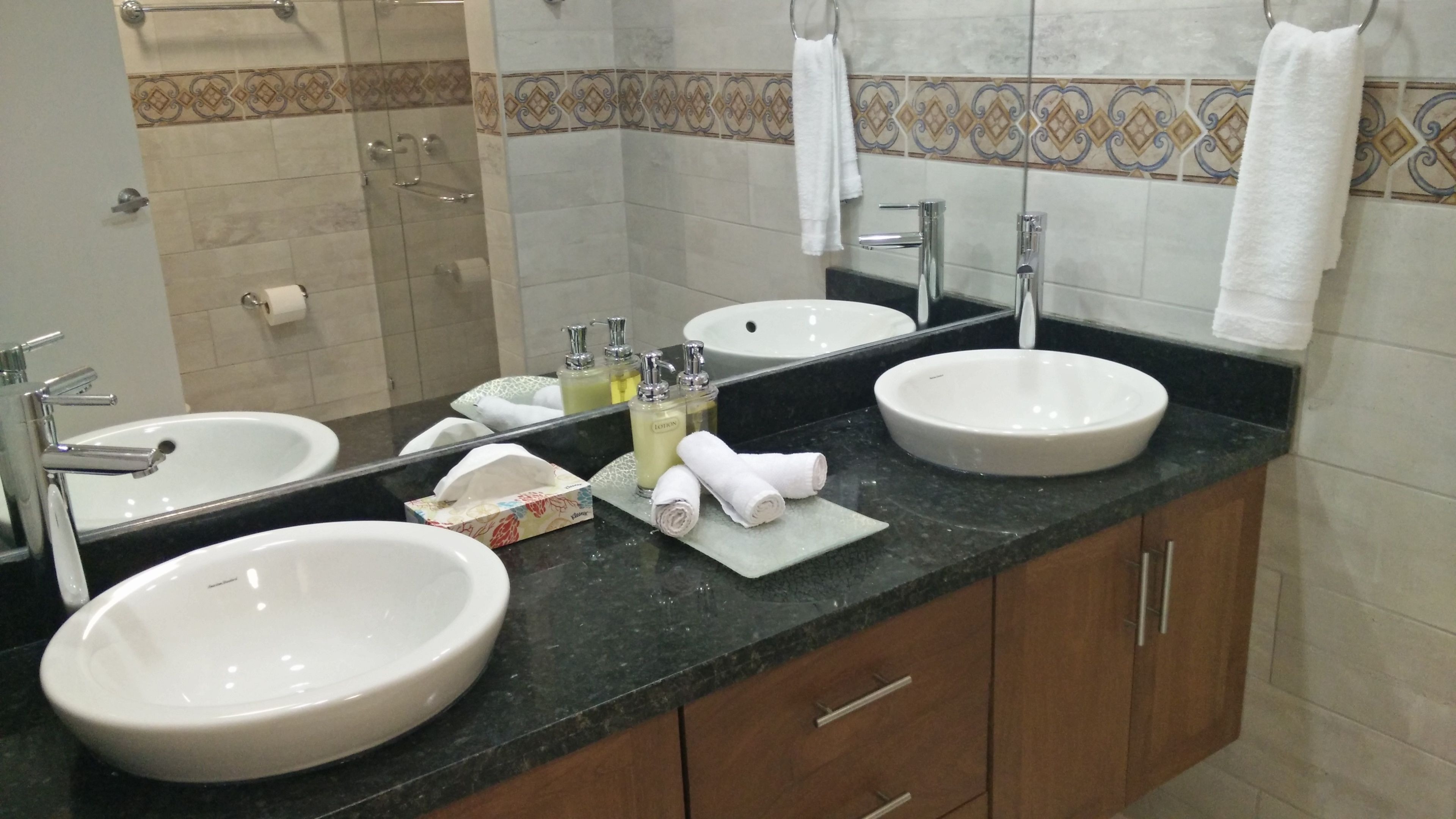 deluxe room, 1 queen bed | bathroom | shower, free toiletries, hair dryer, towels