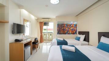 Desk, blackout drapes, free WiFi