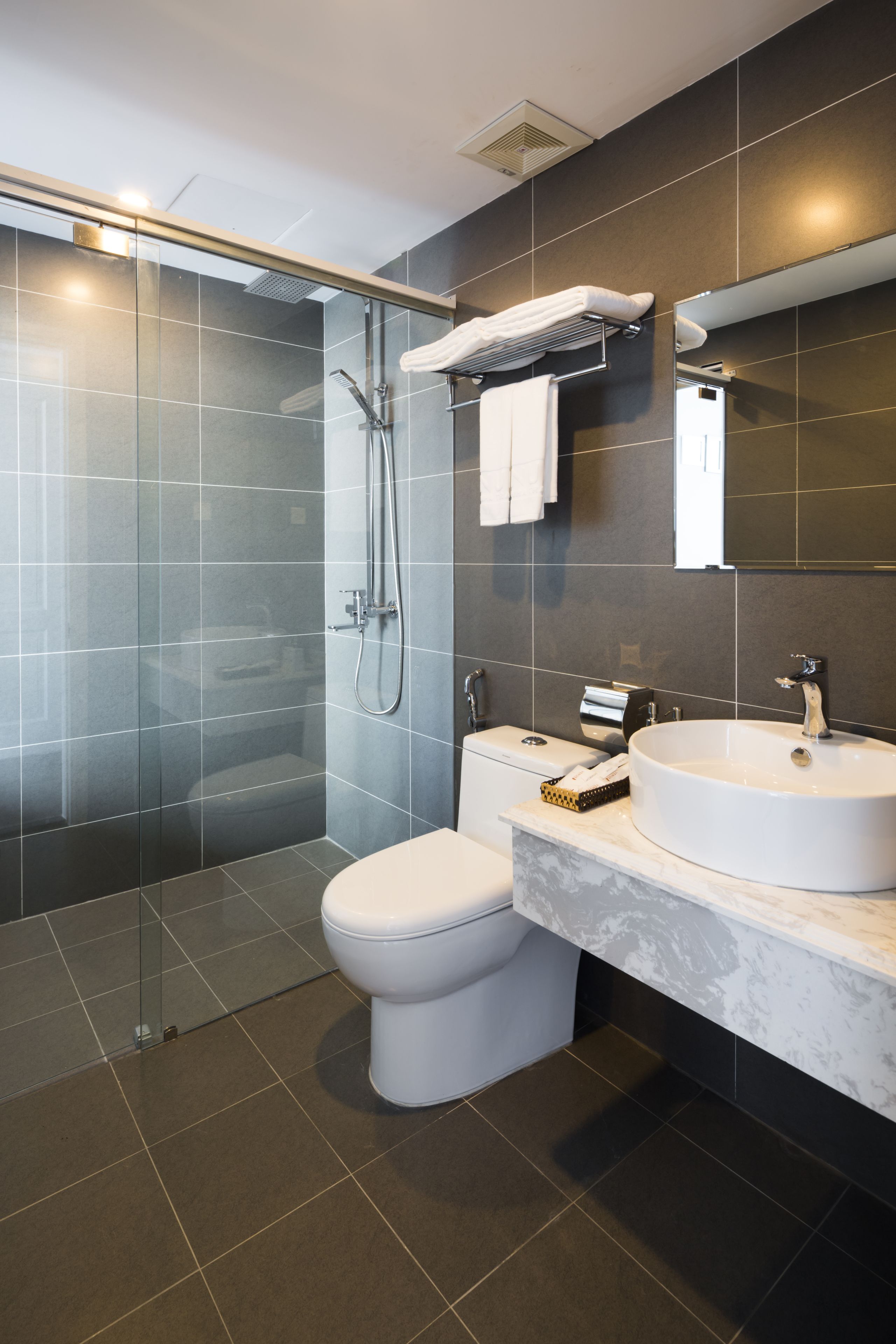 deluxe double or twin room | bathroom | shower, free toiletries, hair dryer, bathrobes