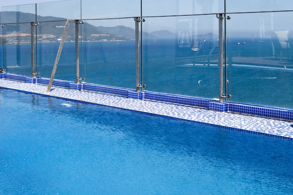Outdoor pool, pool loungers
