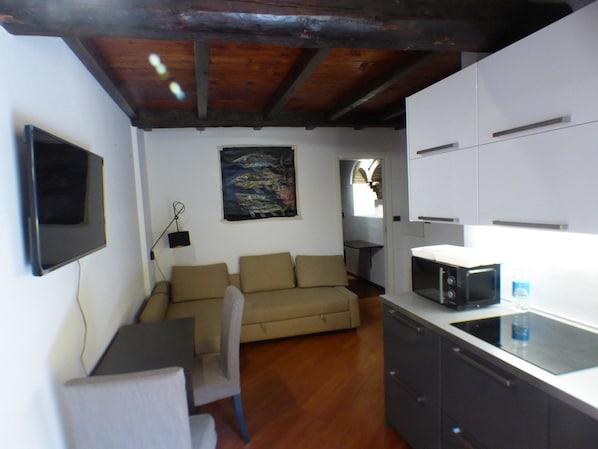 Deluxe Apartment | Private kitchen | Fridge, microwave