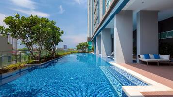 Outdoor pool, pool loungers