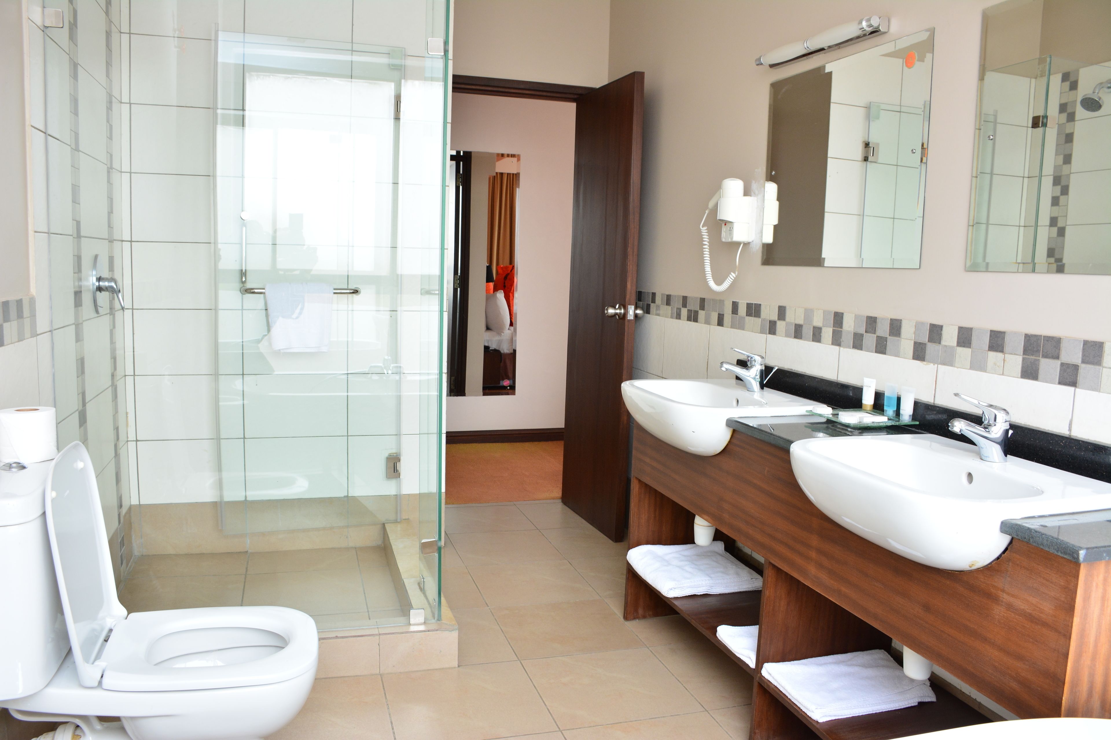 shower, free toiletries, hair dryer, slippers