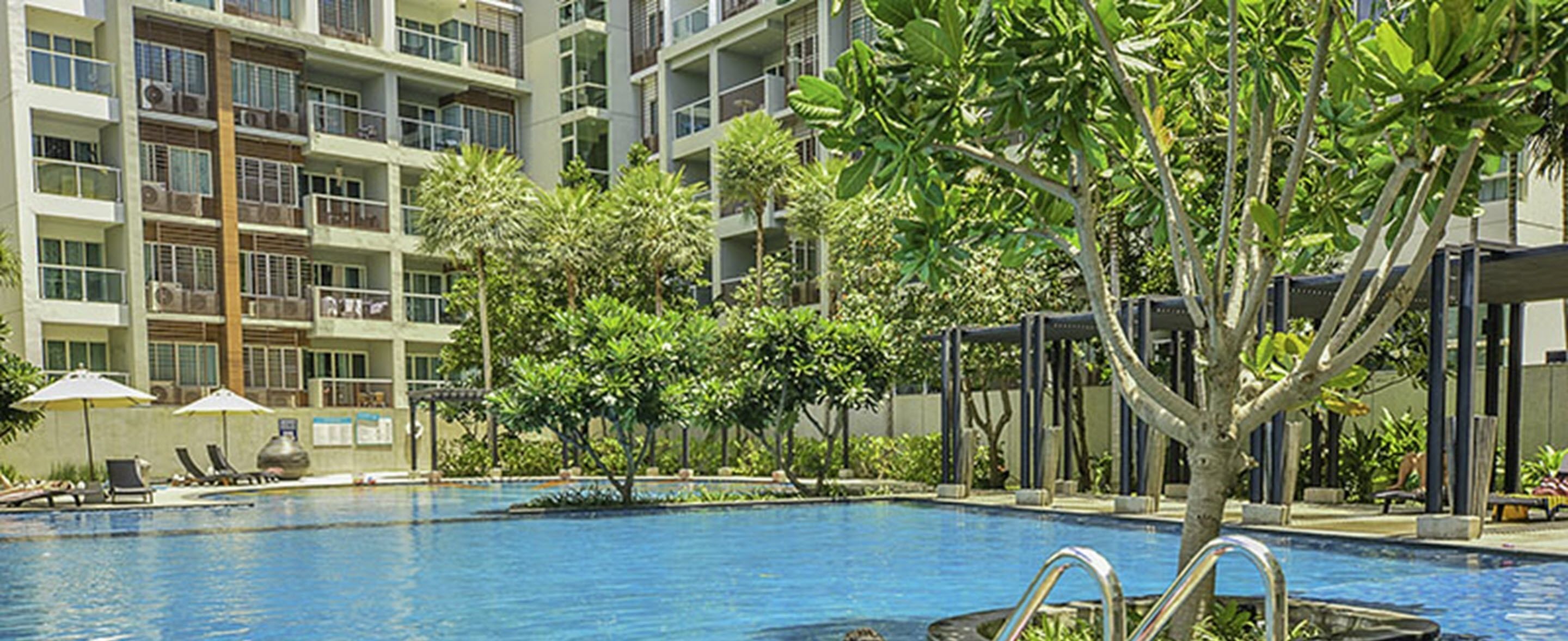 Outdoor pool, sun loungers