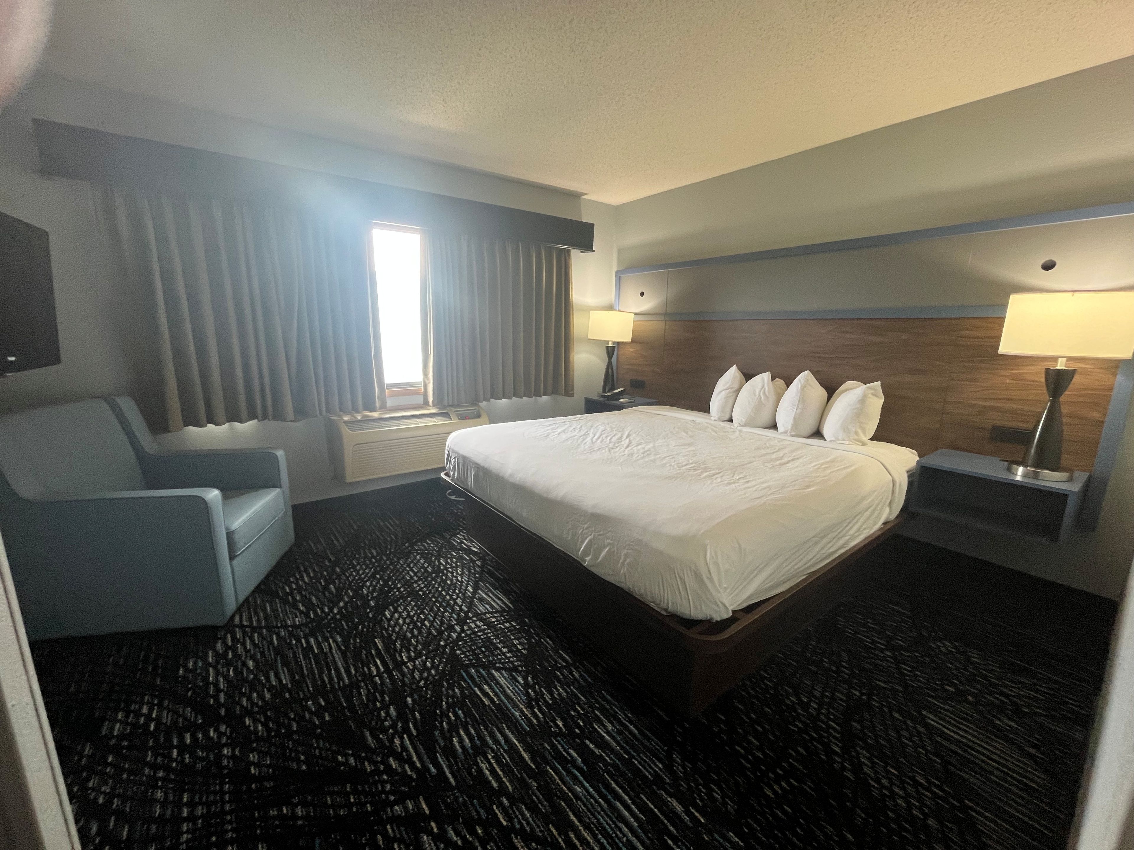 Deluxe Suite, 1 King Bed, Non Smoking | Premium bedding, desk, blackout drapes, iron/ironing board