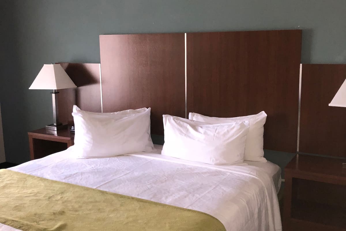 blackout curtains, iron/ironing board, free wifi, bed sheets