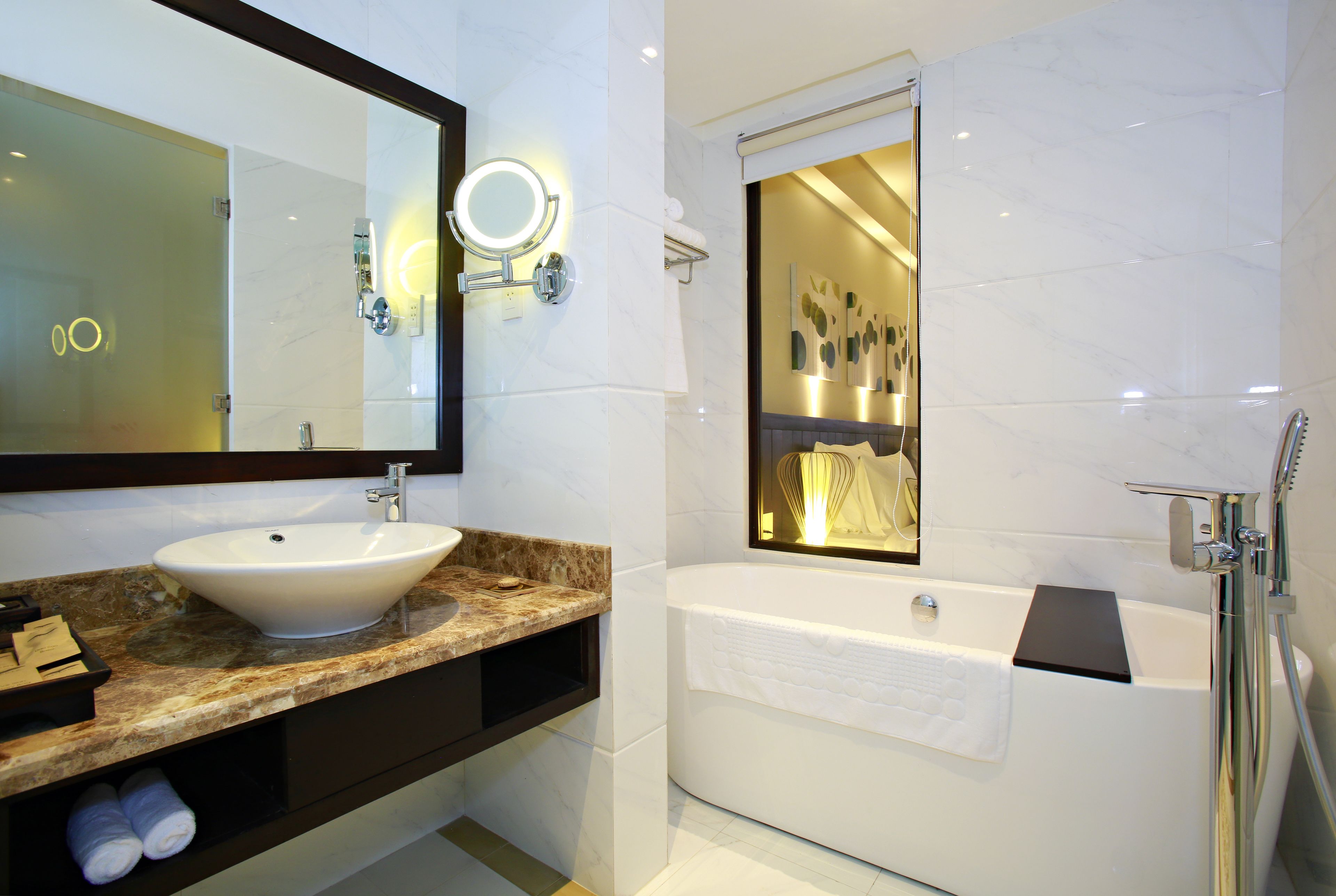 deluxe room (rice field view) | bathroom | shower, free toiletries, hair dryer, bathrobes