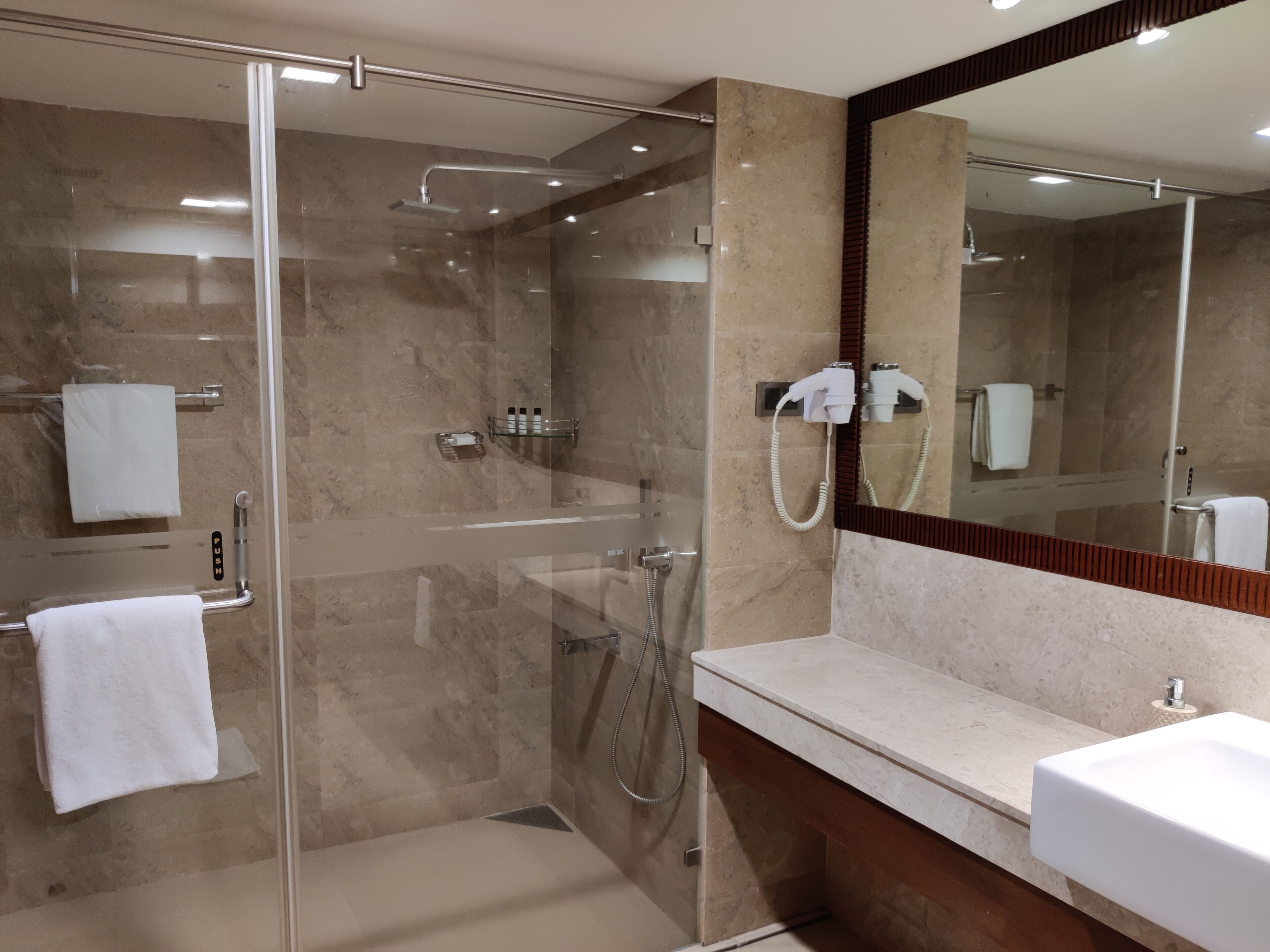 club room, city view (including free wifi) | bathroom | shower, free toiletries, slippers, towels