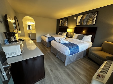 Premium Room, 2 Double Beds, Non Smoking, Refrigerator & Microwave | Desk, free WiFi, bed sheets