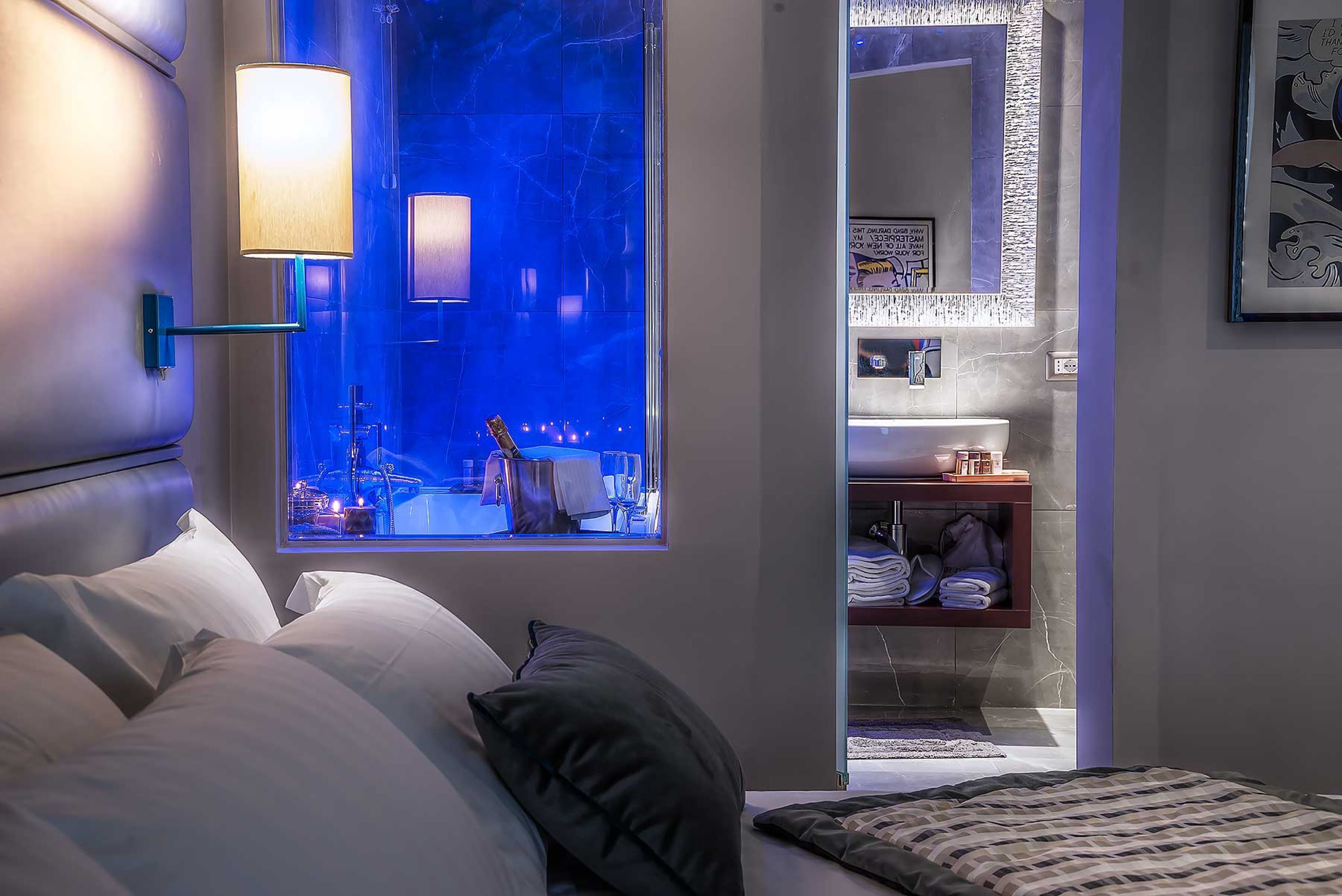 Premium bedding, down comforters, memory foam beds, minibar