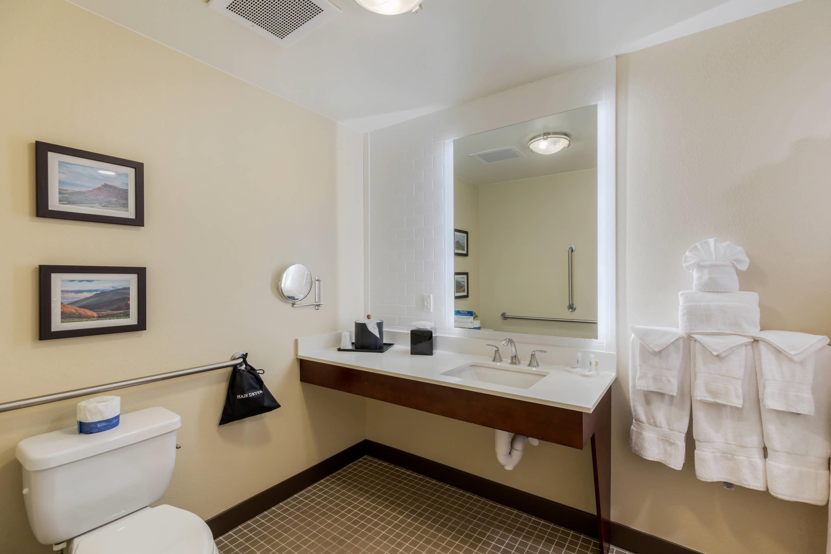 Suite, 1 kingsize bed met slaapbank, toegankelijk voor mindervaliden, niet-roken | Een bureau, verduisterende gordijnen, een strijkplank/strijkijzer