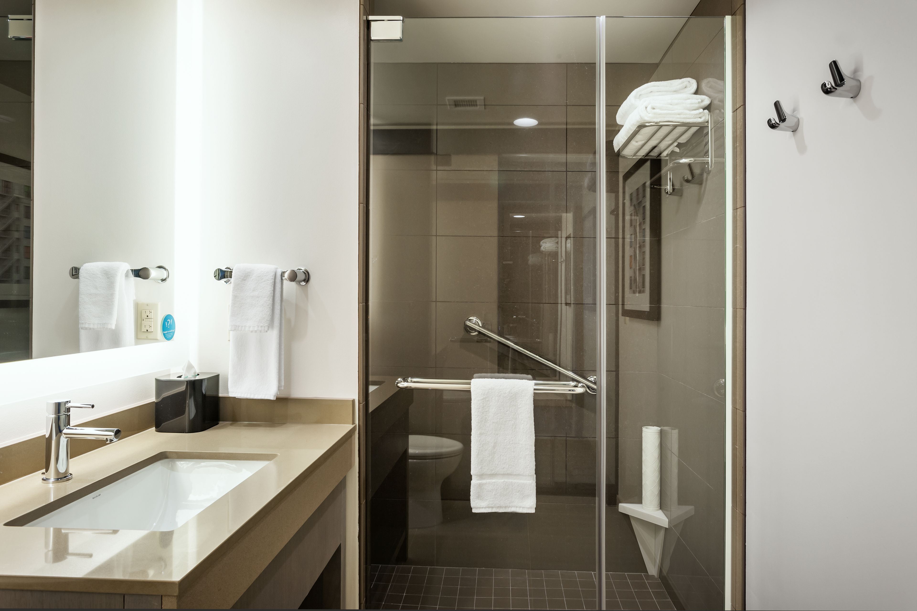 free toiletries, hair dryer, towels