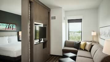 42-inch flat-screen TV with cable channels, TV