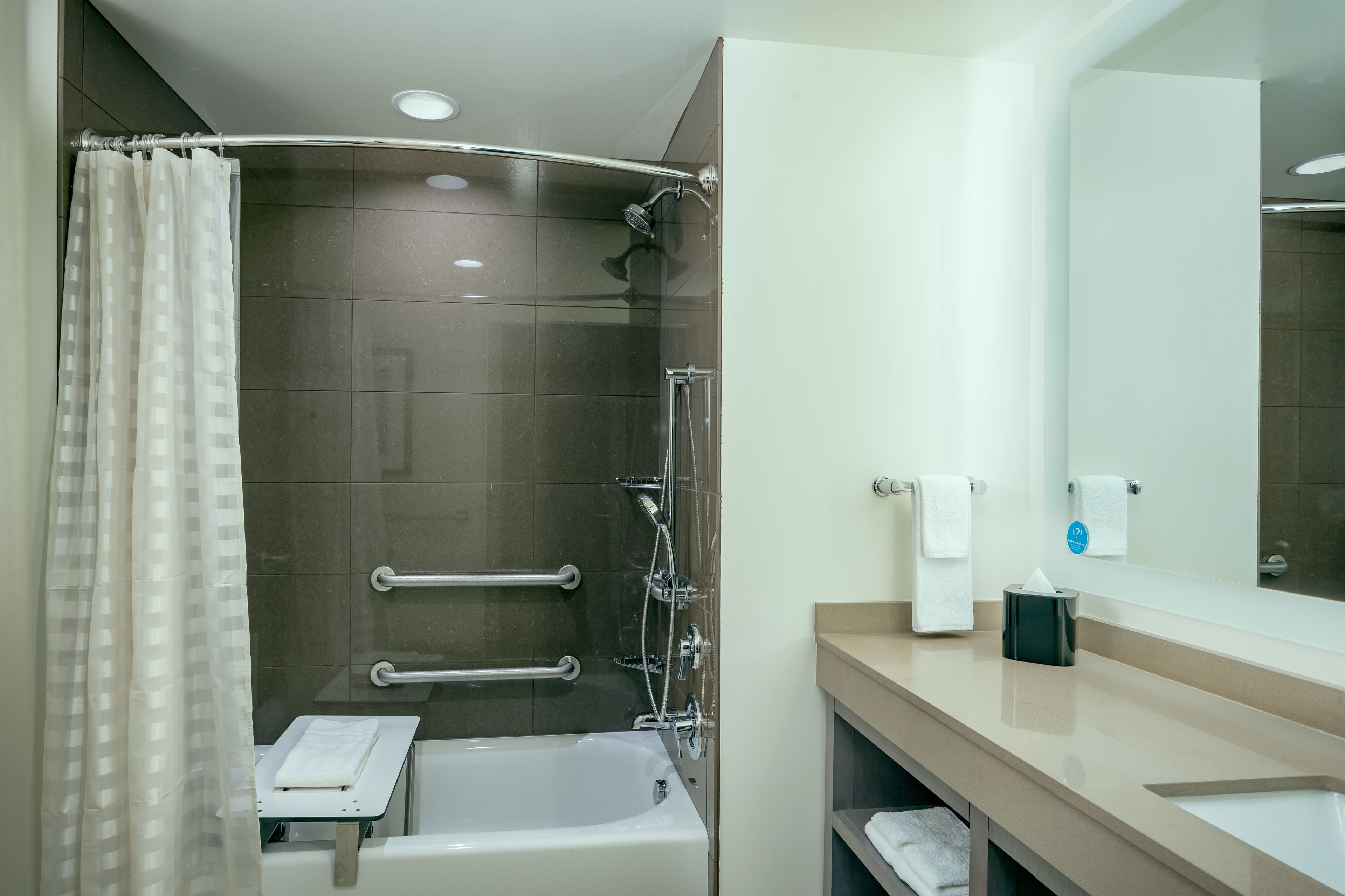studio, 1 king bed, accessible (with tub) | bathroom | free toiletries, hair dryer, towels