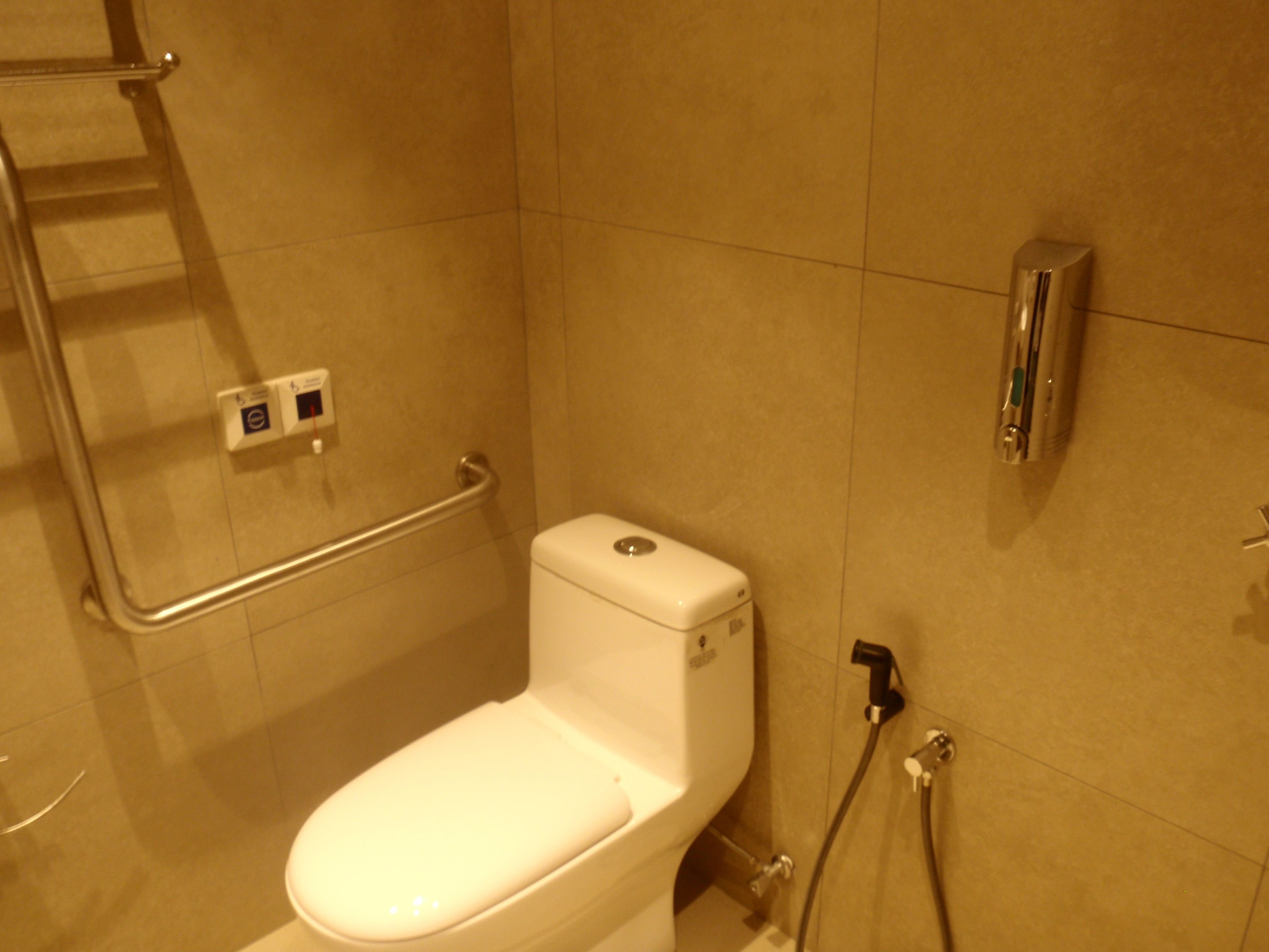queen window oku | bathroom | shower, hair dryer, bidet, towels