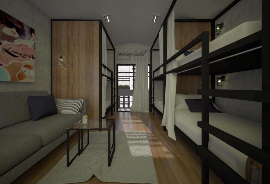 Escritorio, espacio para trabajar con un portátil, camas supletorias