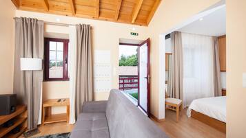 Studio | Living area | LCD TV, fireplace, DVD player