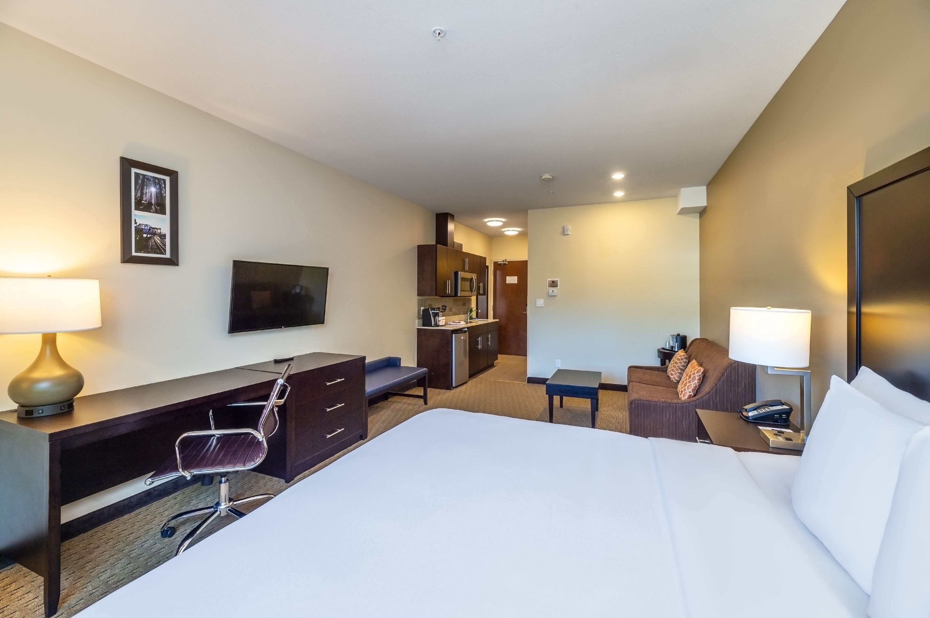 efficiency, suite, 1 king bed with sofa bed, non smoking | pillow-top beds, individually furnished, desk, laptop workspace