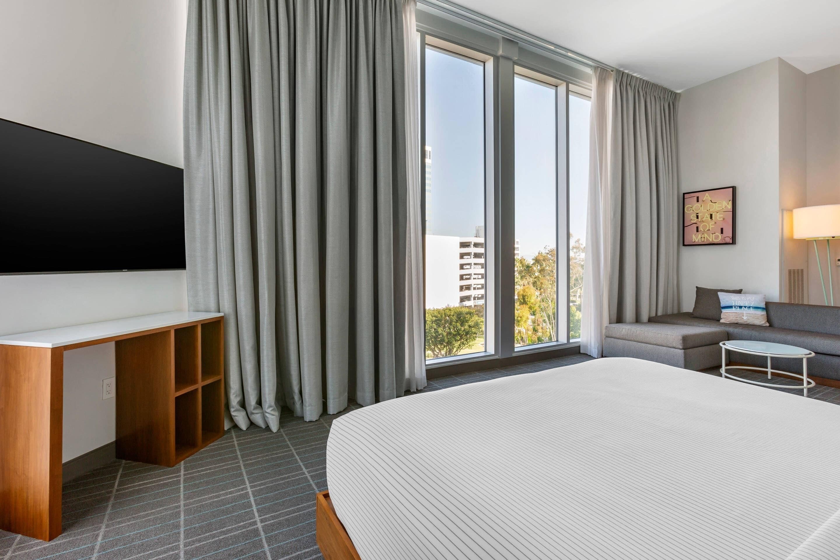Premium bedding, memory foam beds, in-room safe, desk