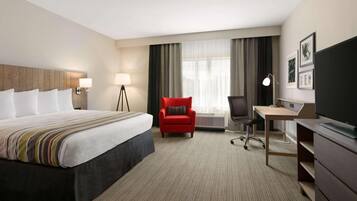 Hypoallergeen beddengoed, een bureau, een laptopwerkplek