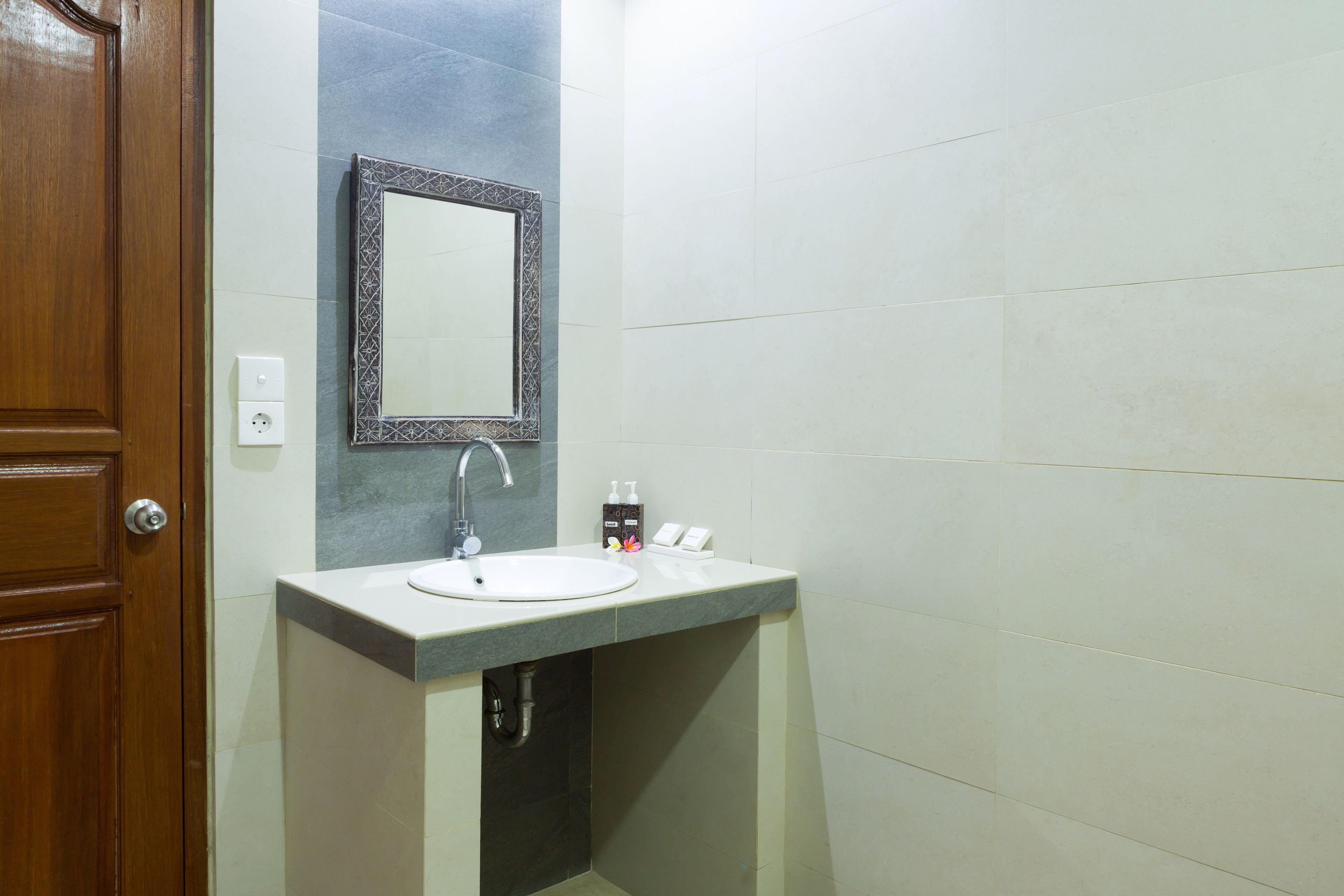 free toiletries, hair dryer, slippers, towels