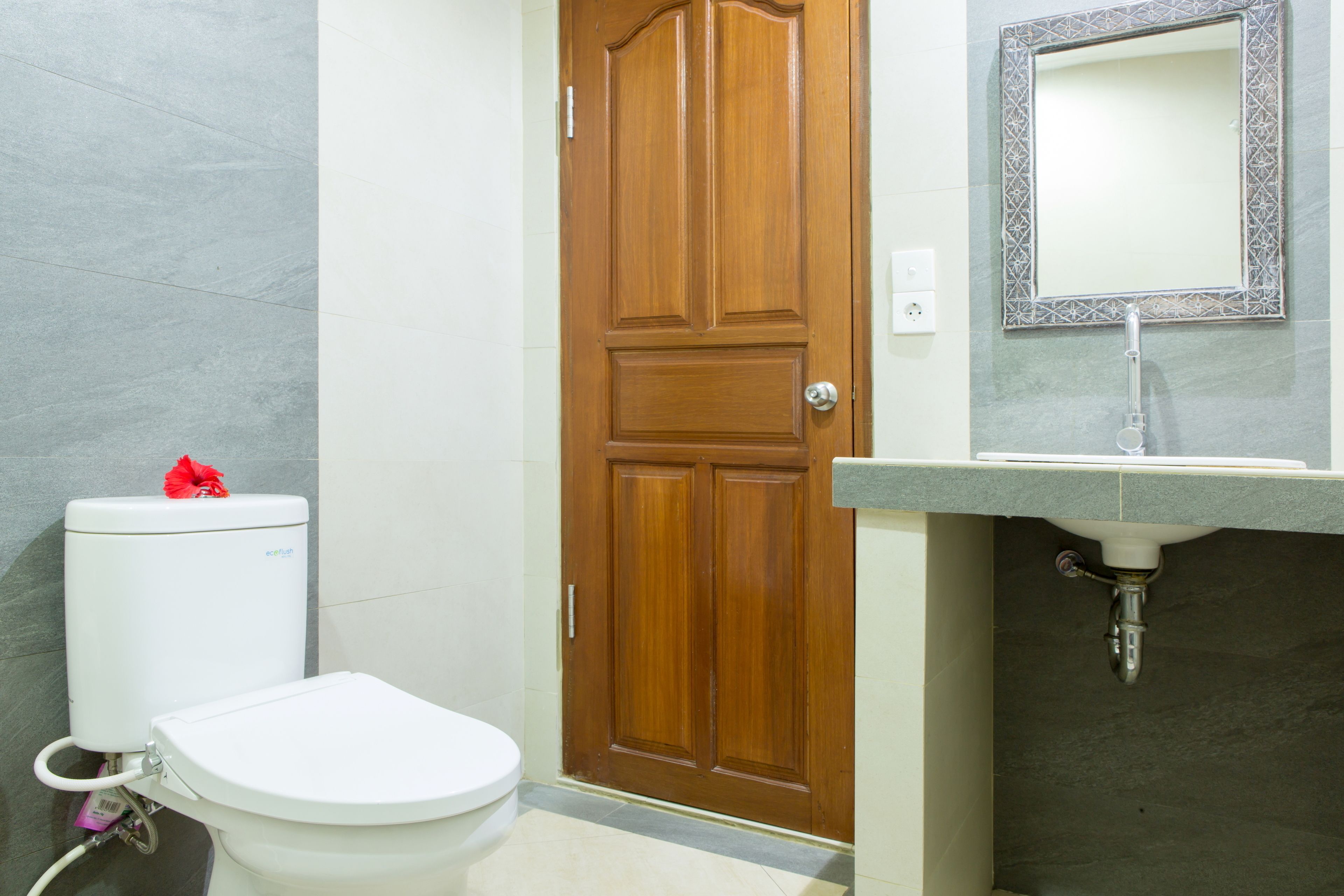 free toiletries, hair dryer, slippers, towels