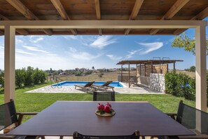 Family Villa, 2 Bedrooms, Private Pool, Pool View | Terrace/patio