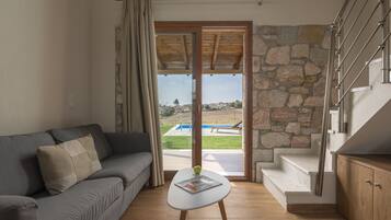 Family Villa, 2 Bedrooms, Private Pool, Pool View | Living area | 43-inch flat-screen TV with satellite channels, TV