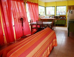 32-inch flat-screen TV with cable channels, TV