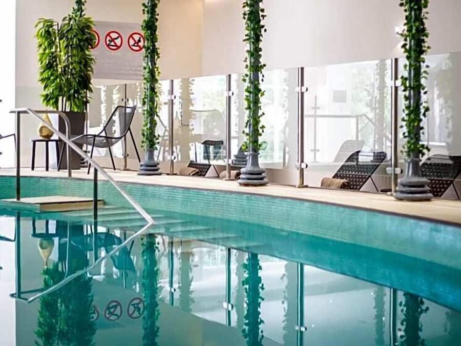 Indoor pool, open 8:00 AM to 9:00 PM, sun loungers