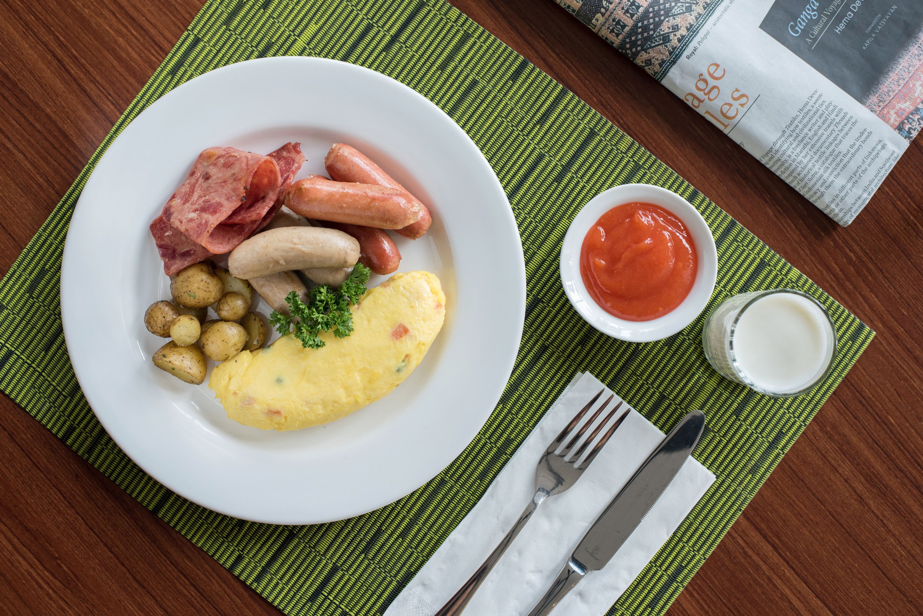 daily buffet breakfast (idr 128000 per person)