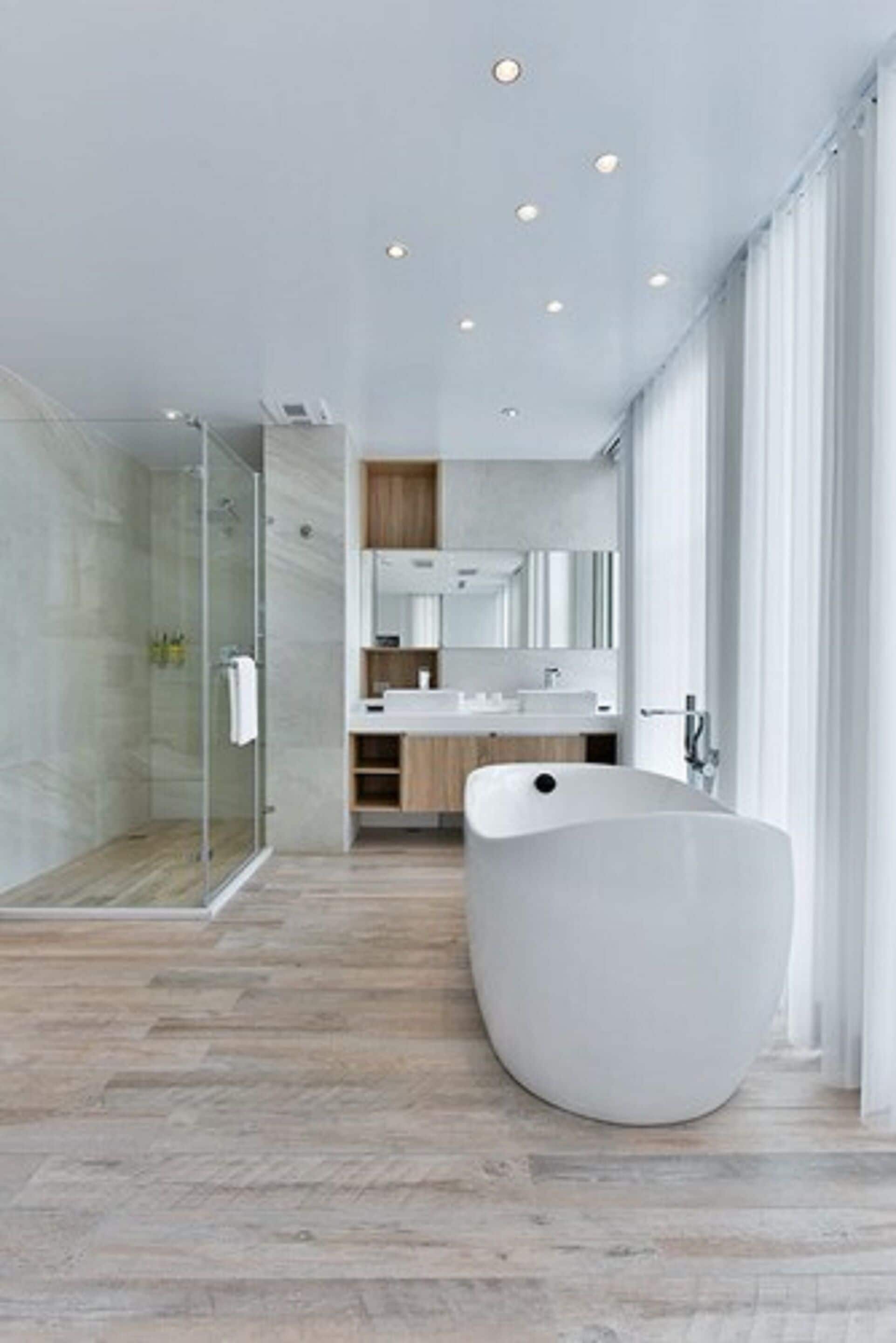 luxury designer double room | bathroom | shower, rainfall showerhead, free toiletries, hair dryer