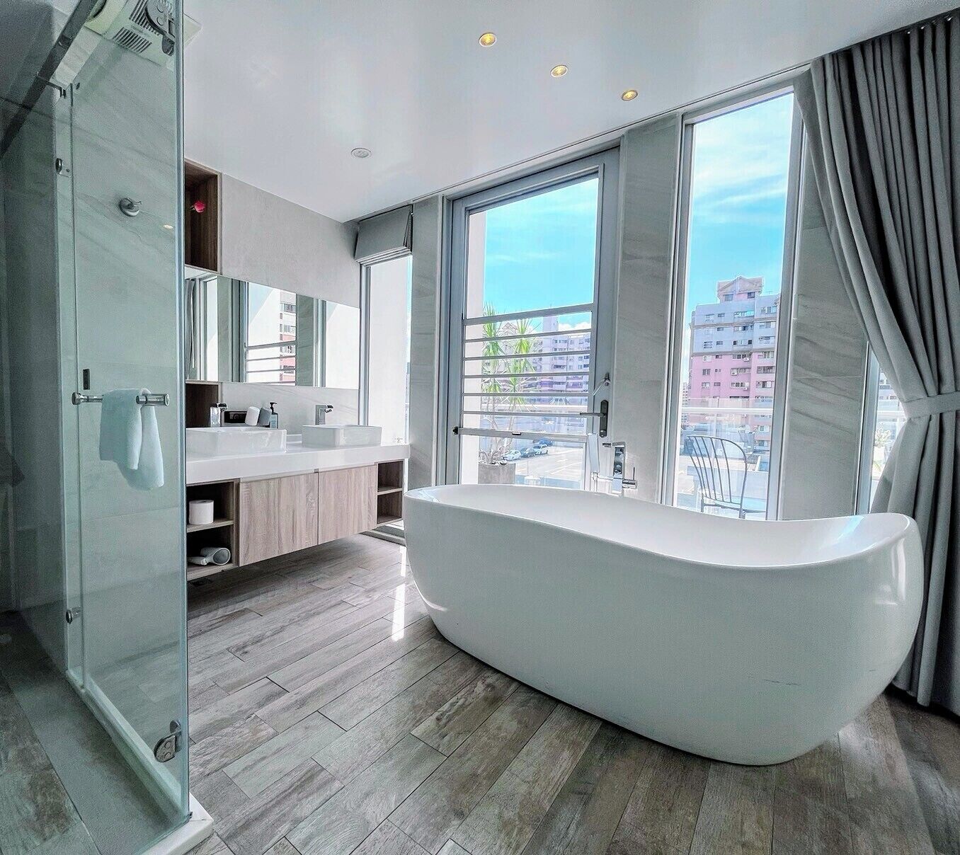 luxury designer double room | premium bedding, down duvets, desk, soundproofing