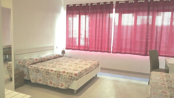 Desk, rollaway beds, free WiFi, bed sheets