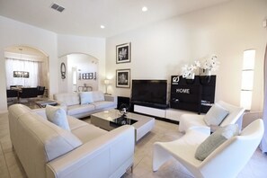 Family Townhome, 5 Bedrooms | Living area | Flat-screen TV, DVD player - 4079 Solterra Townhome 5 Bedroom by Florida Star (Davenport)