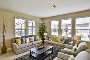 Family House, 6 Bedrooms | Living area | DVD player - 4184 Solterra House 6 Bedroom by Florida Star (Davenport)