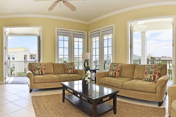 Family Condo, 3 Bedrooms | Living room | DVD player - 7521 Reunion Condo 3 Bedroom by Florida Star (Kissimmee)
