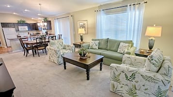 House, 3 Bedrooms | Living area | 50-inch TV with cable channels