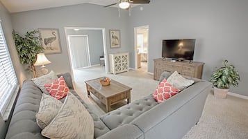 House, 2 Bedrooms | Living area | 50-inch TV with cable channels, DVD player