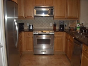 Fridge, microwave, coffee/tea maker