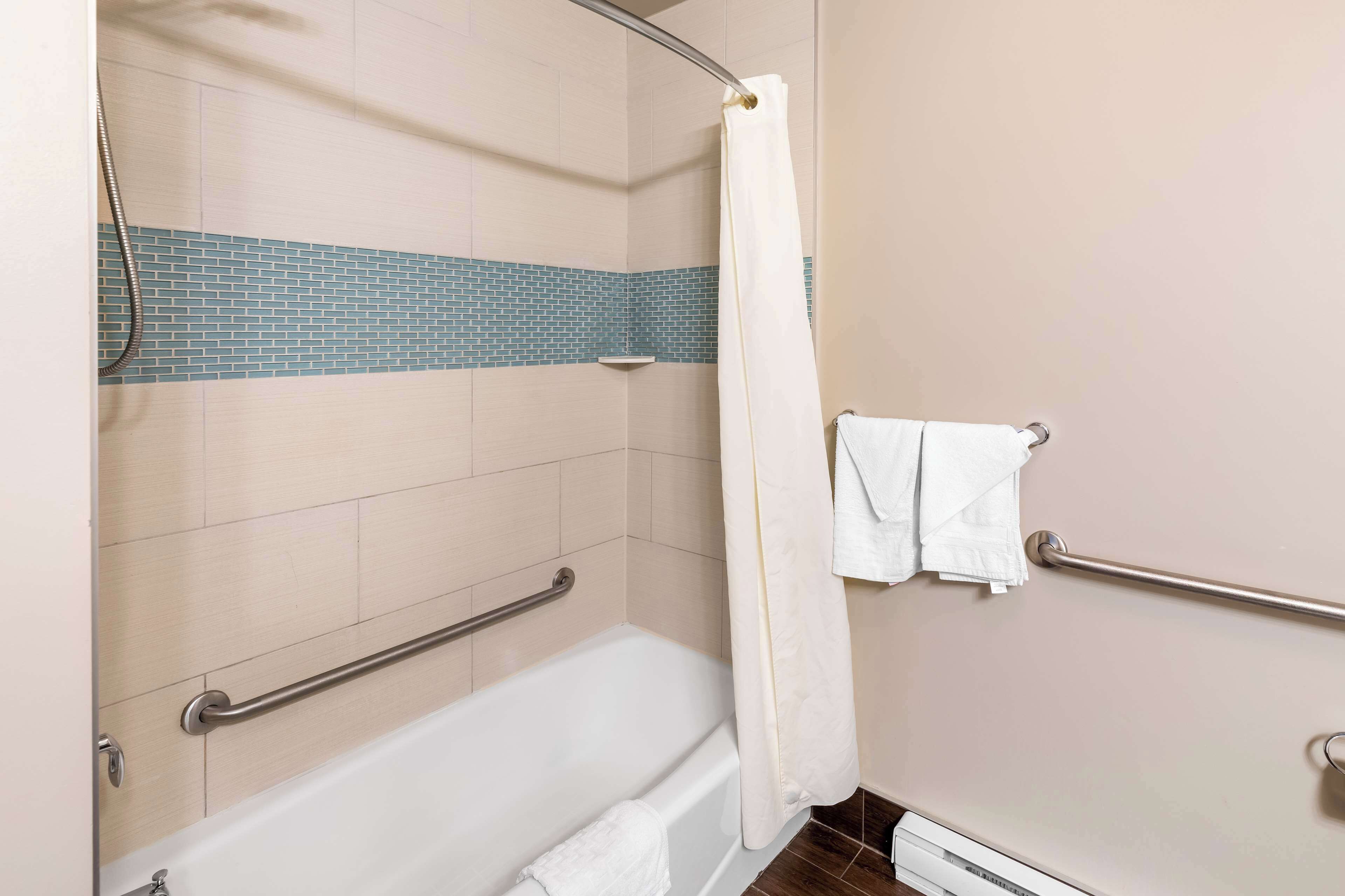 free toiletries, hair dryer, towels