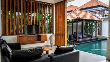 Villa, 4 Bedrooms, Private Pool | Living area | 42-inch flat-screen TV with cable channels, TV