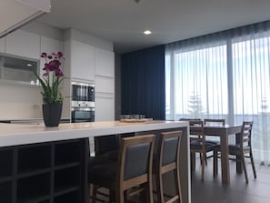 Penthouse, 2 Bedrooms (4 Adults + 2 Children) | Private kitchen | Full-size fridge, microwave, stovetop, dishwasher
