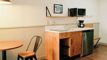 Desk, laptop workspace, blackout curtains