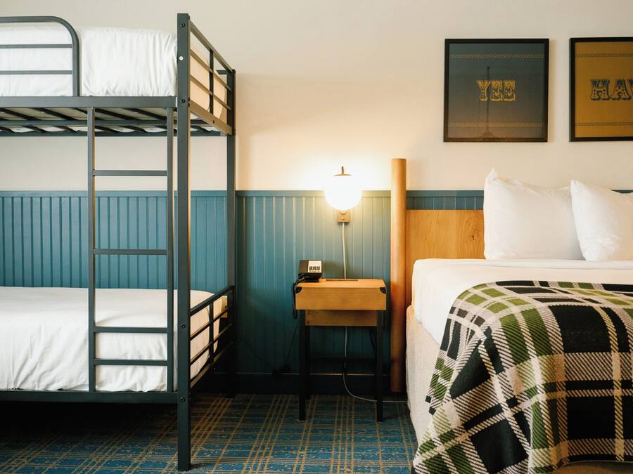Family Double Room, Multiple Beds | Desk, laptop workspace, blackout curtains