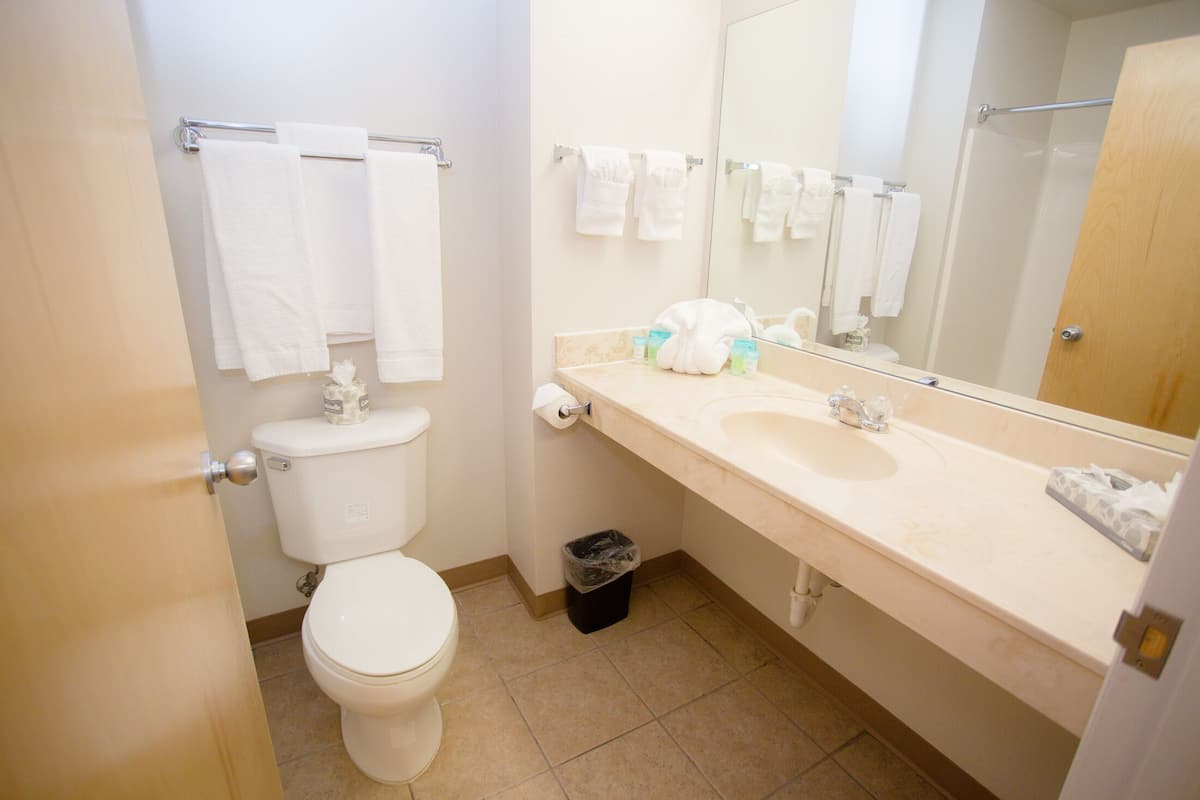 combined shower/bathtub, deep-soaking bathtub, rainfall showerhead