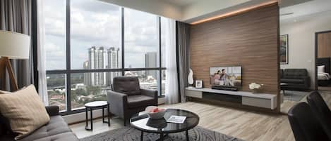 Apartemen Premier, 2 kamar tidur | Area keluarga | TV LED
