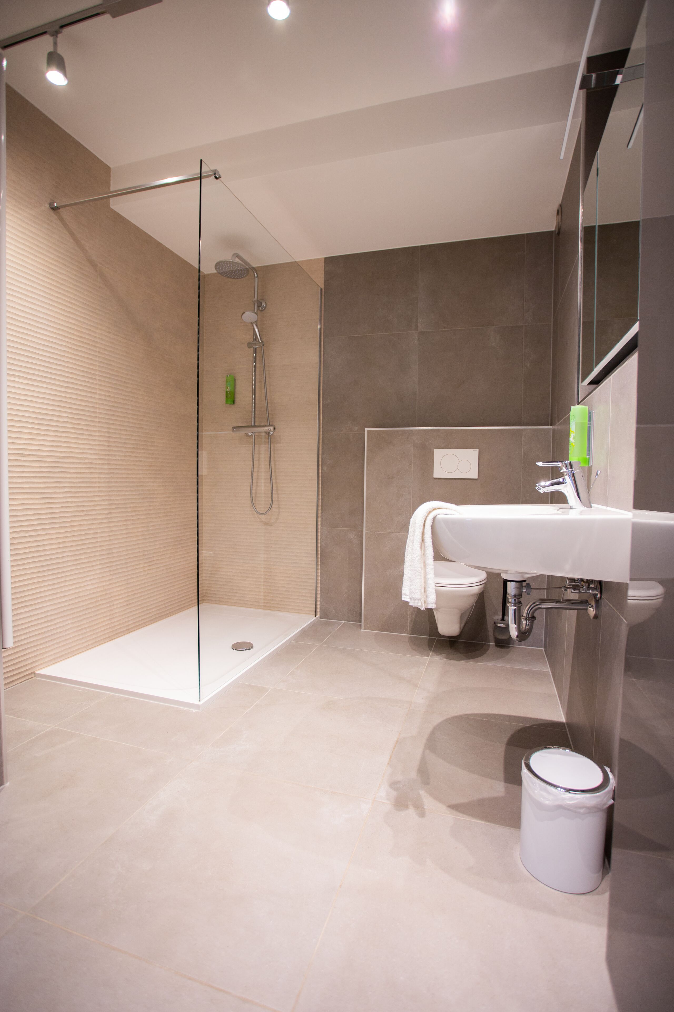 deluxe apartment | bathroom | shower, rainfall showerhead, free toiletries, hair dryer