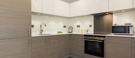 Apartment, 2 Bedrooms | Private kitchen | Full-size fridge, microwave, oven, stovetop